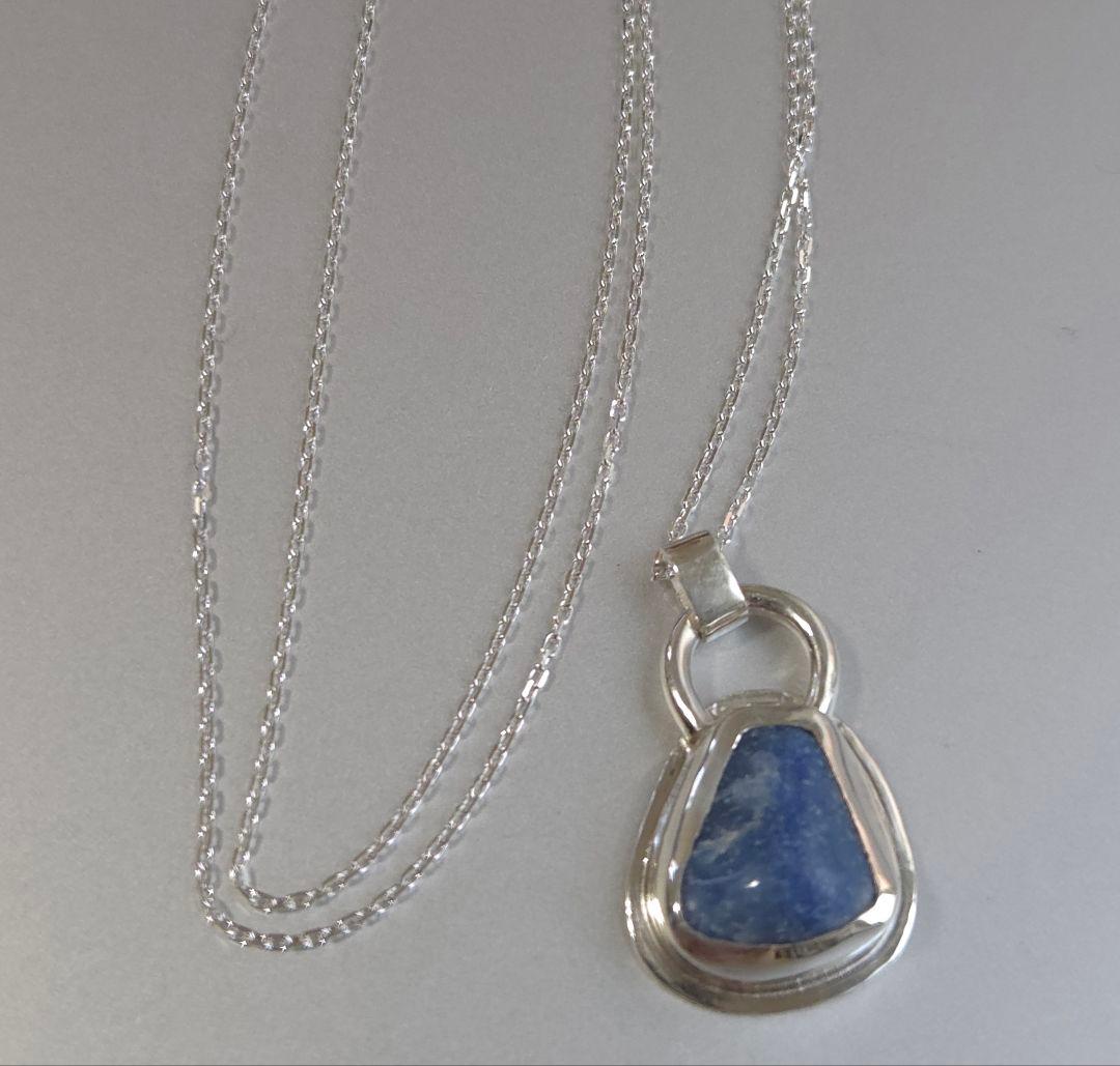 ハンドメイド　シルバーネックレス　デュモルチェライトインクォーツ