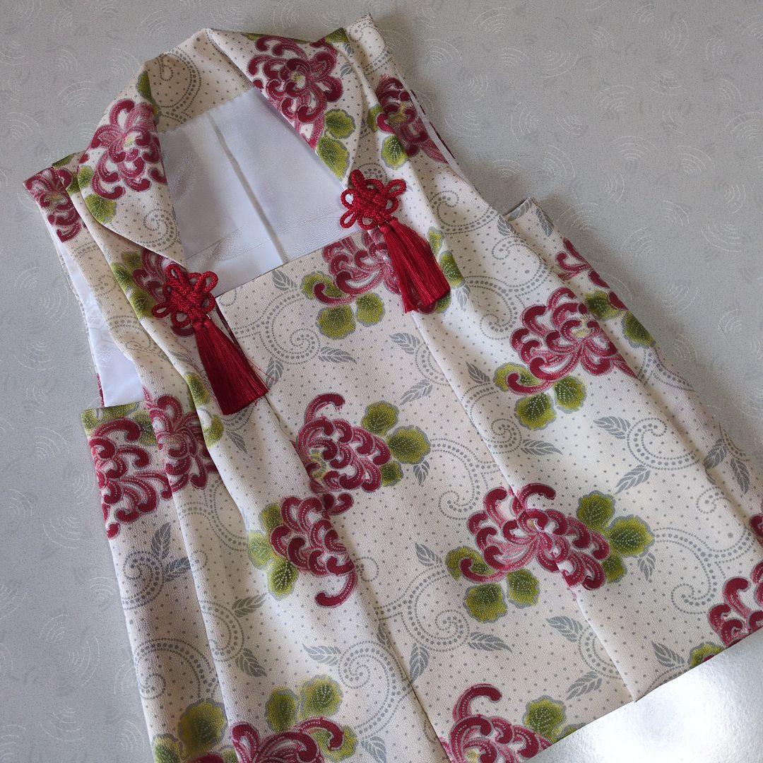 七五三３歳女の子正絹手縫いの被布（中綿無し）生成り色