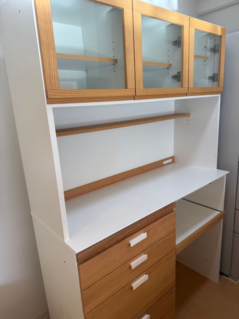 モモナチュラル　食器棚　CUPBOARD 120WH 01+02