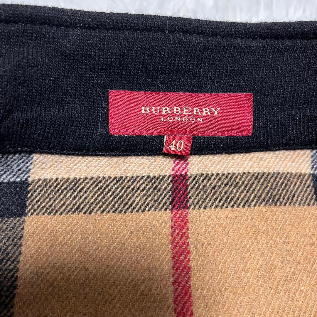 【美品】バーバリーロンドン ステンカラーコート ロング丈 メガチェック 黒 S