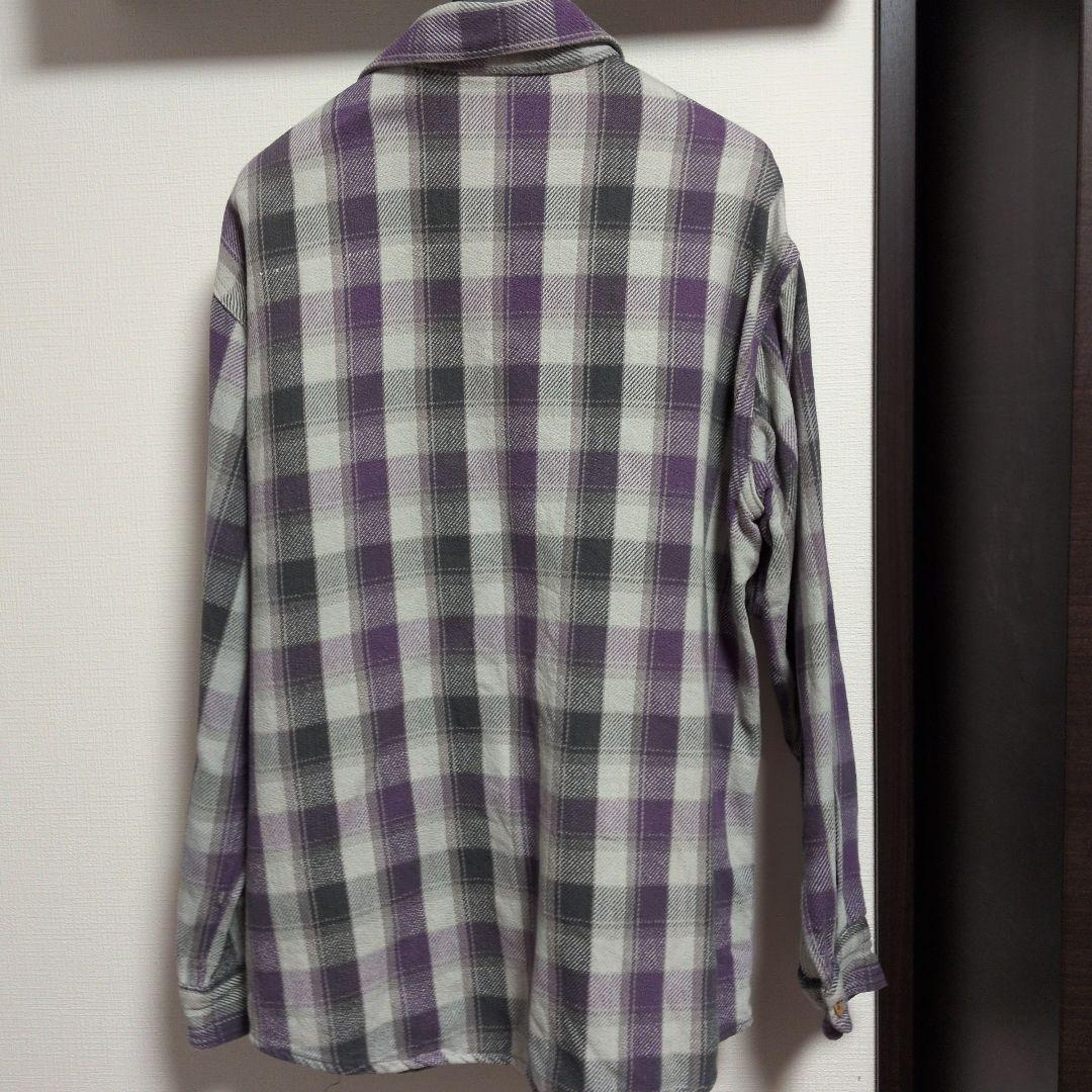 BIG MAC XL 長袖ネルシャツ 紫グレー ビッグマック ヘビネル 好配色