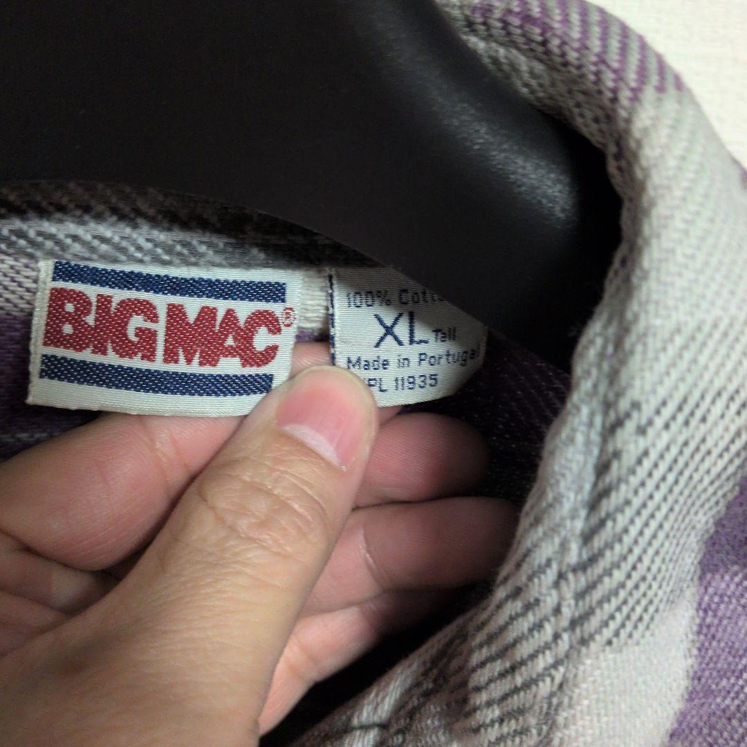 BIG MAC XL 長袖ネルシャツ 紫グレー ビッグマック ヘビネル 好配色