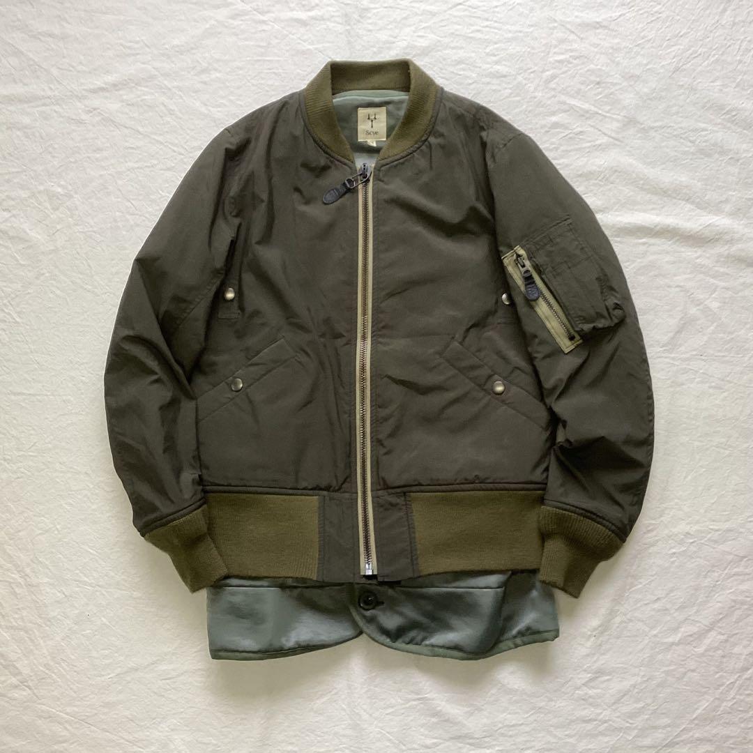 サイ Scye MA-1 フェイクレイヤード ドッキングデザイン オリーブ 38