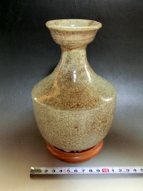 花瓶■李朝 時代物 唐木花台付き 古い花器 花生け 古玩 唐物 時代物 骨董品■