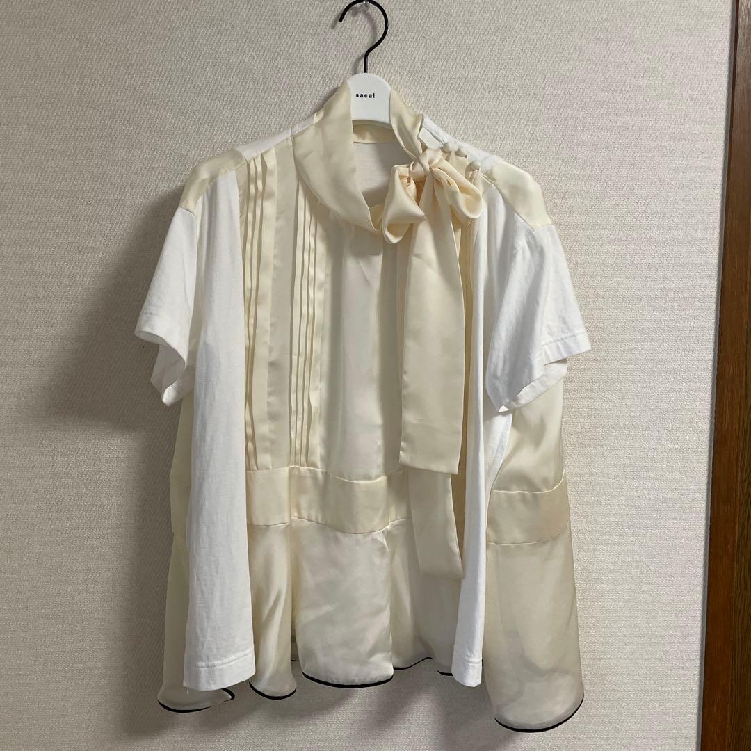 sacaiシフォン半袖Tシャツ