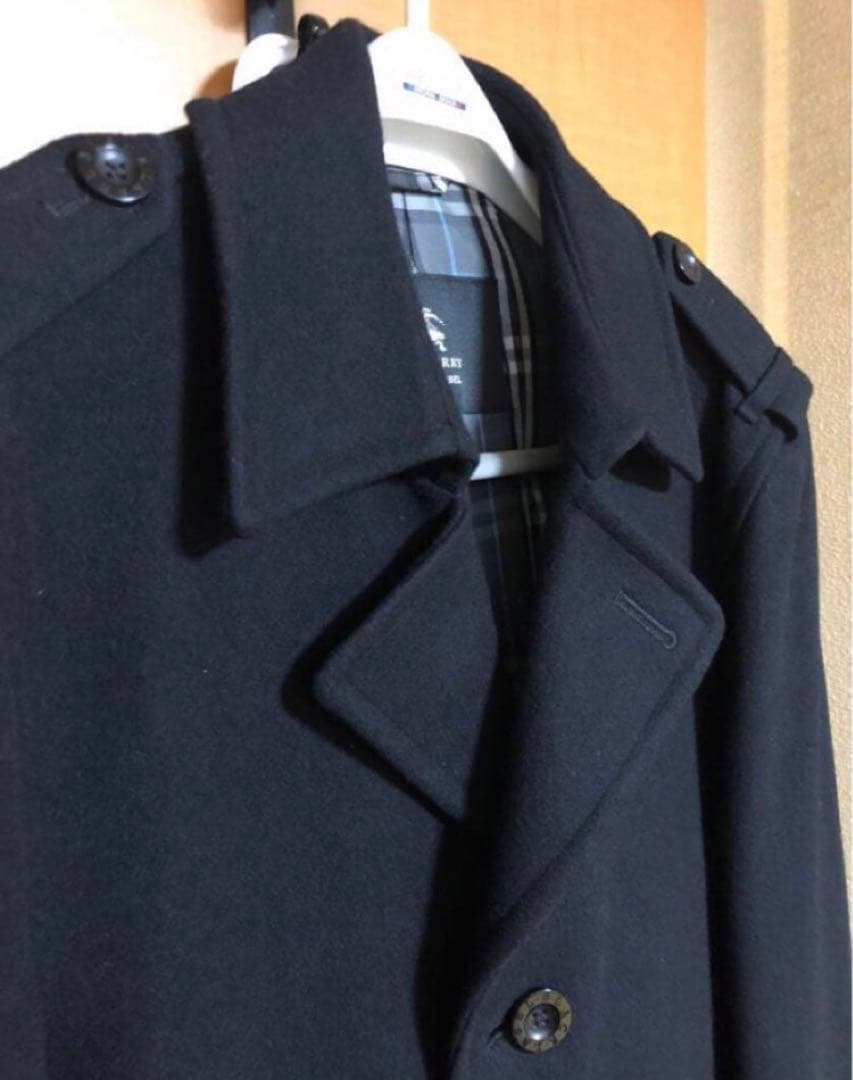 Burberry Black Label カシミヤ混チェスターコート 黒 L