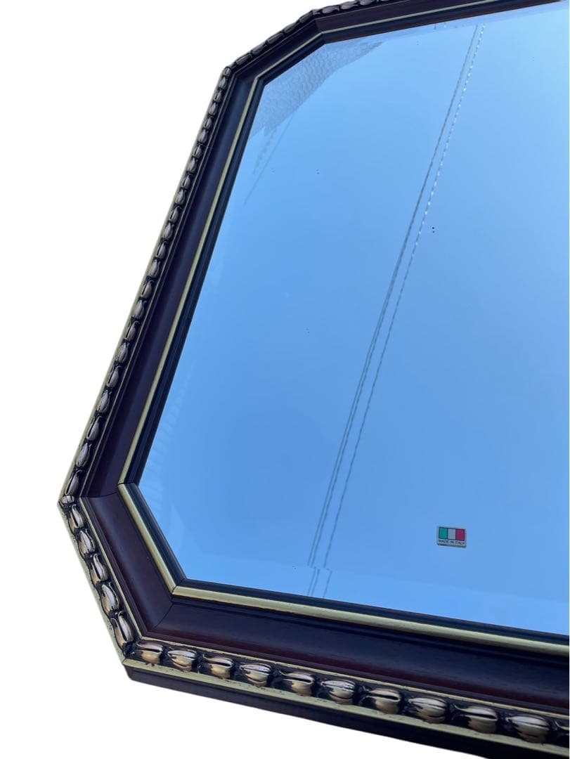 栄進物産株式会社 ウォールミラー アンティーク調 壁掛けミラー 壁掛け鏡 木製縁