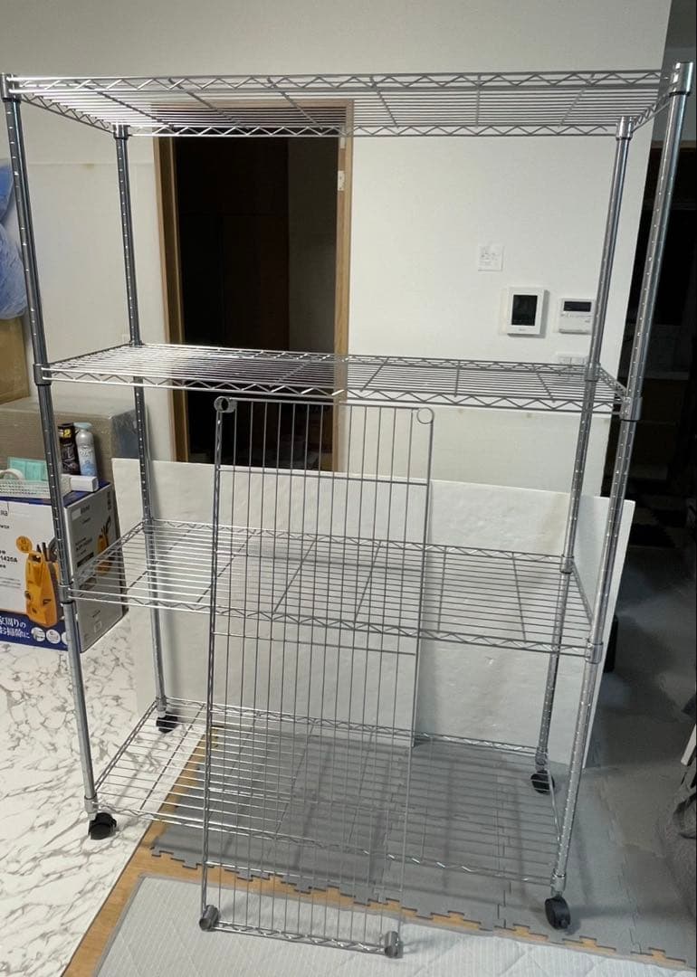 ⑨ スチールラック 5段 シルバー キャスター付き