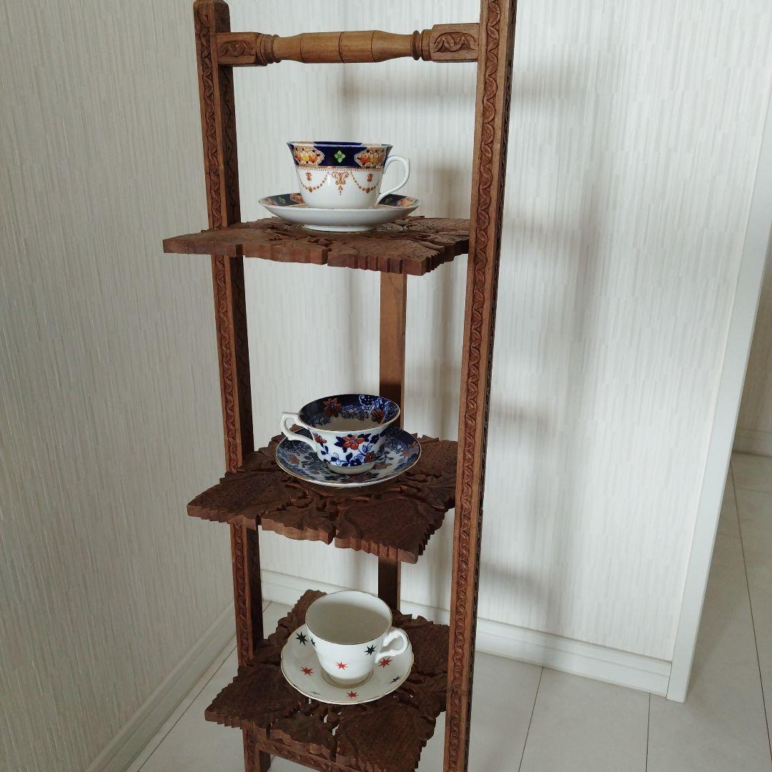 アンティーク　ケーキスタンド　木製