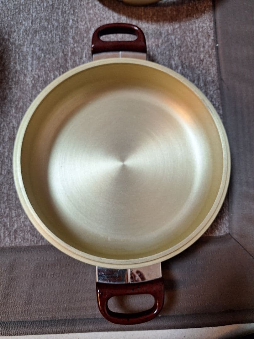 ゴールド 両手鍋 ブラウンハンドル　マル九産業