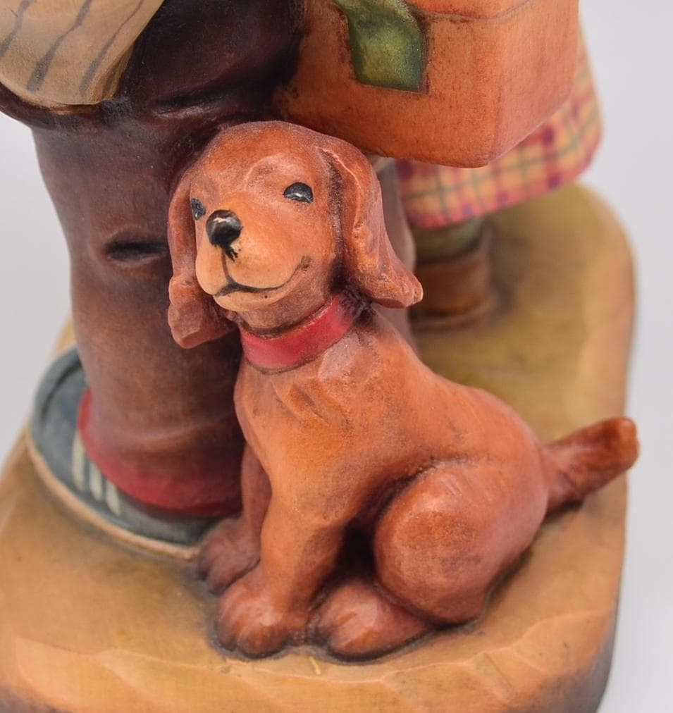 手をつなぐ二人　アンリ　ANRI　限定品　木彫り人形　イタリア　高さ20ｃｍ