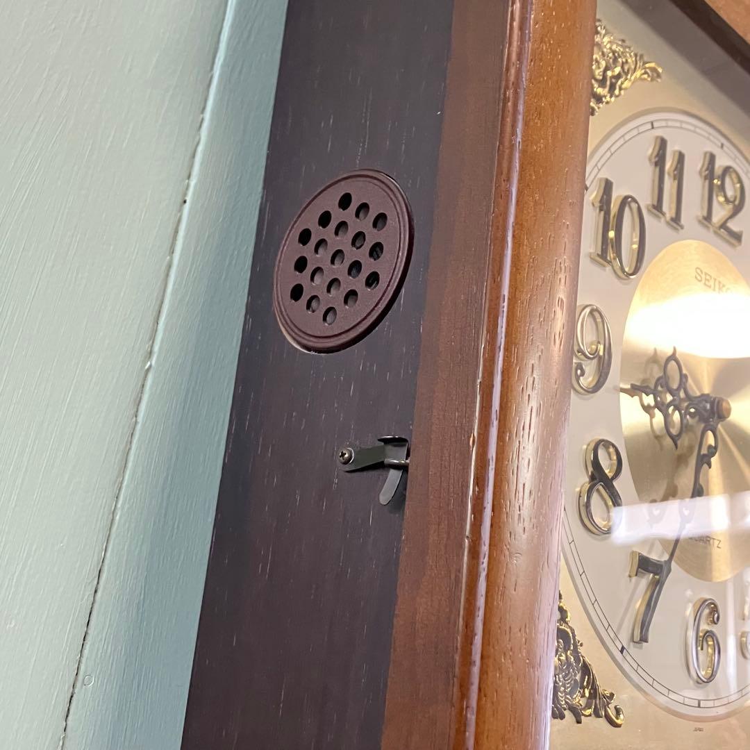 【動作確認済】昭和レトロ　SEIKO 木製掛時計 ブラウン　アンティーク