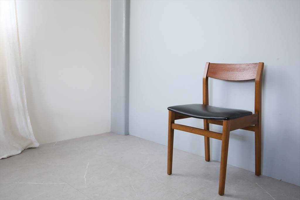 英国ヴィンテージチーク古木ダイニングチェア/椅子イス/モダン(92-259-3)