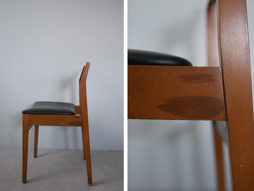 英国ヴィンテージチーク古木ダイニングチェア/椅子イス/モダン(92-259-3)