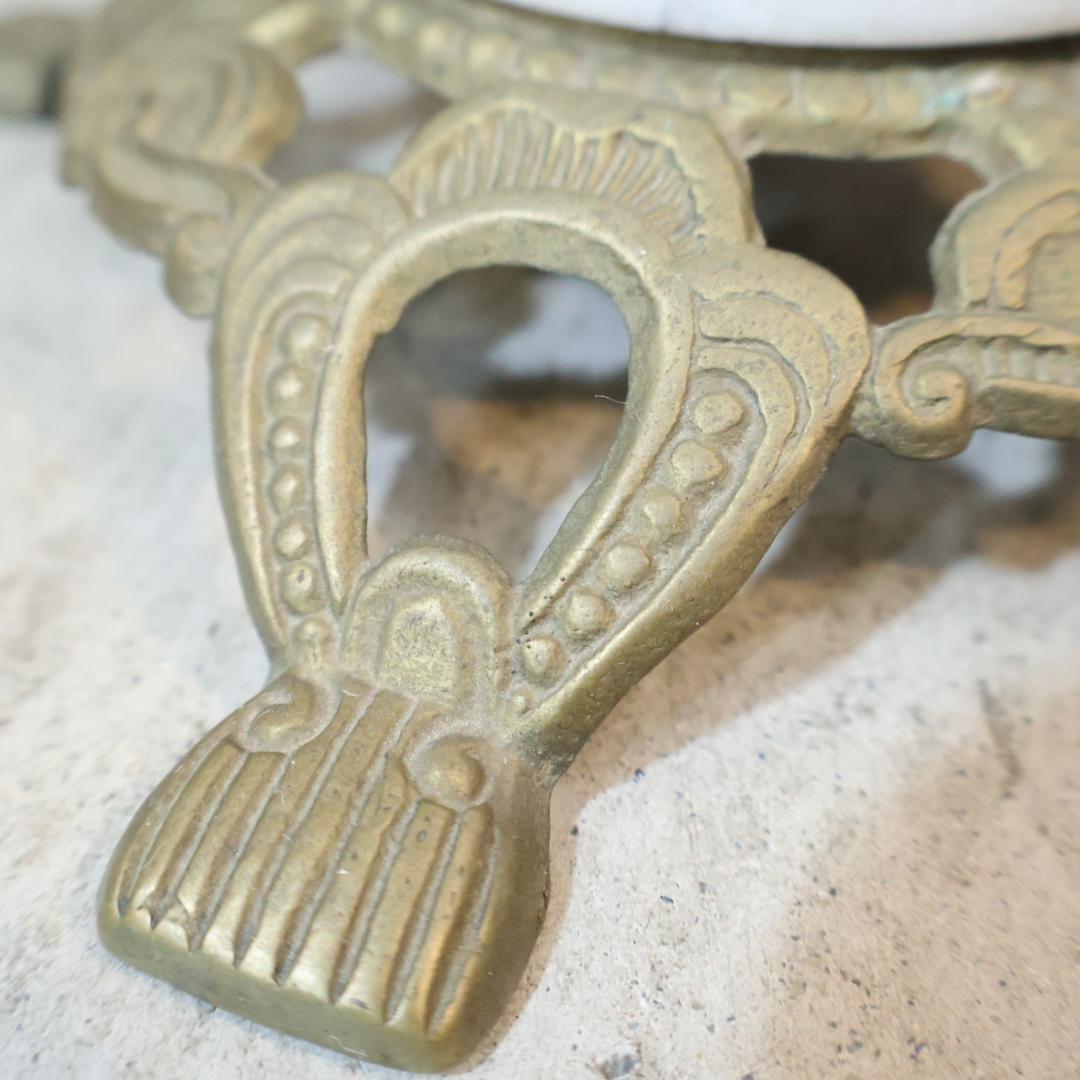 イタリア製 大理石 サイドテーブル 花台 真鍮 アンティーク調 フラワースタンド