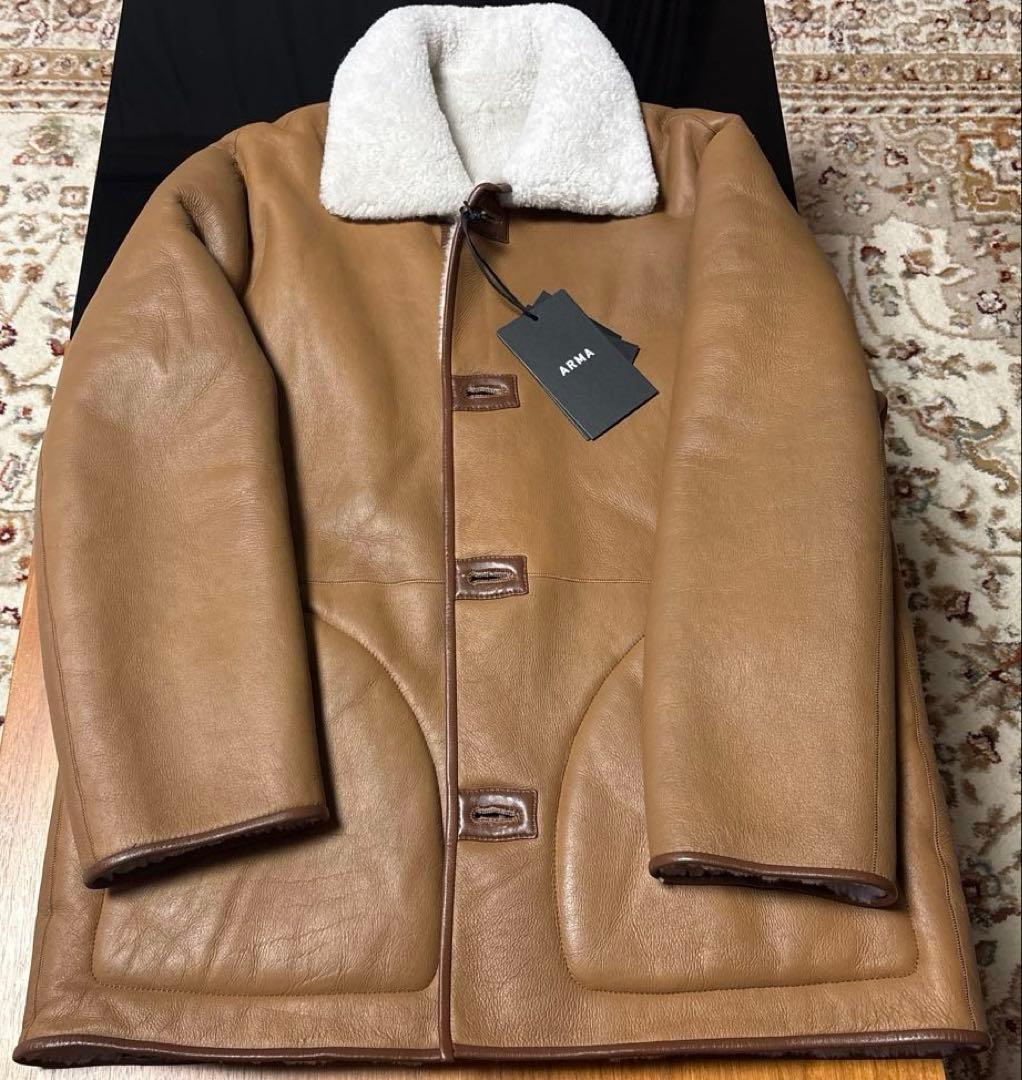週末限定未使用アルマ リバーシブル ムートンラムレザー ブルゾン ブラウン48