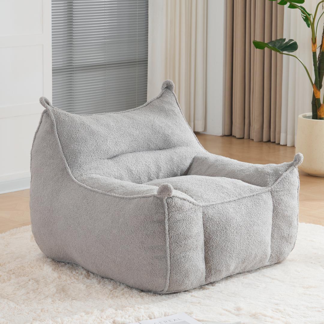 【一人掛けソファ / ライトグレー】圧縮ソファ クッションソファー ふわふわ感