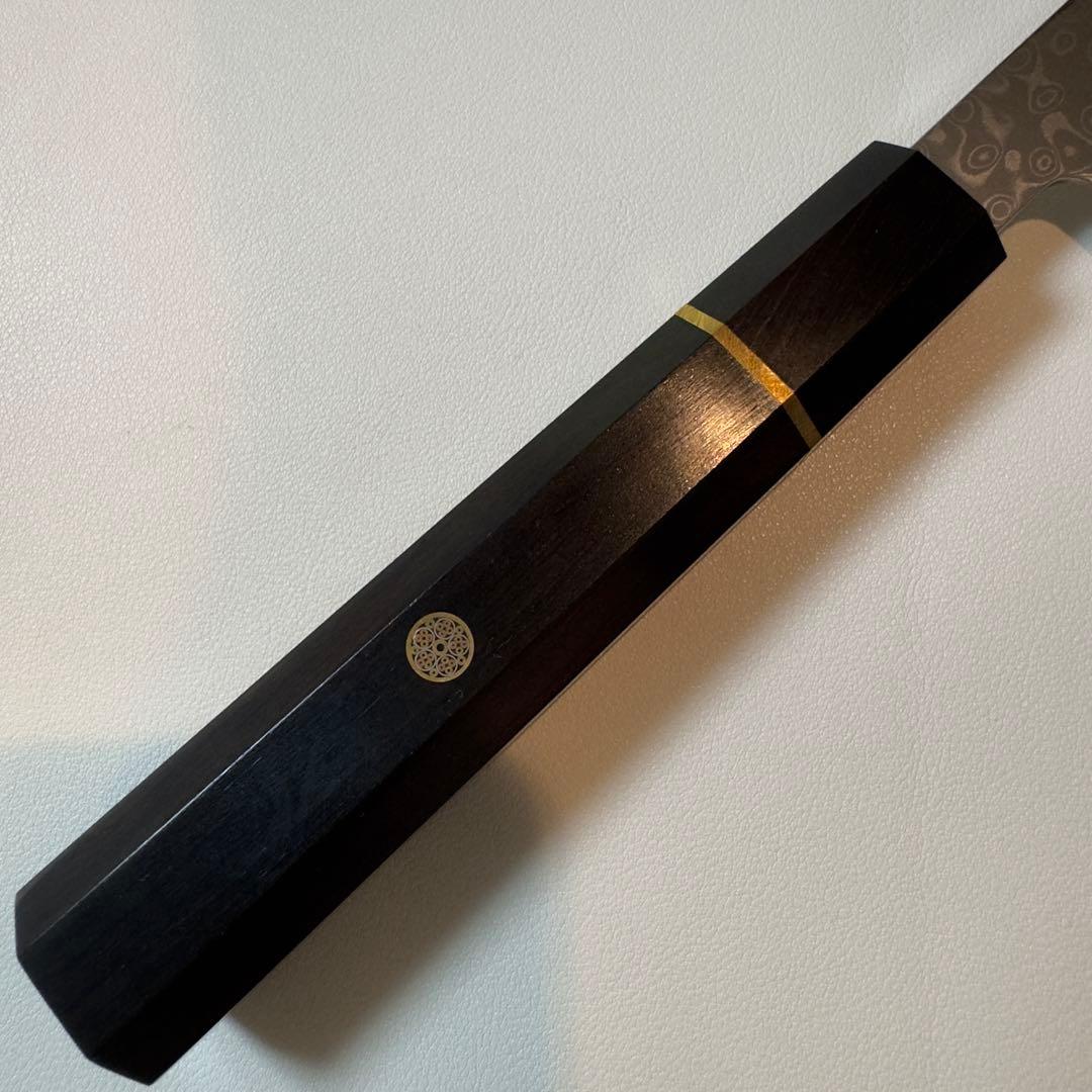尺300mm 柳刃包丁 墨流しダマスカス　黒檀八角柄　刺身包丁 和包丁_