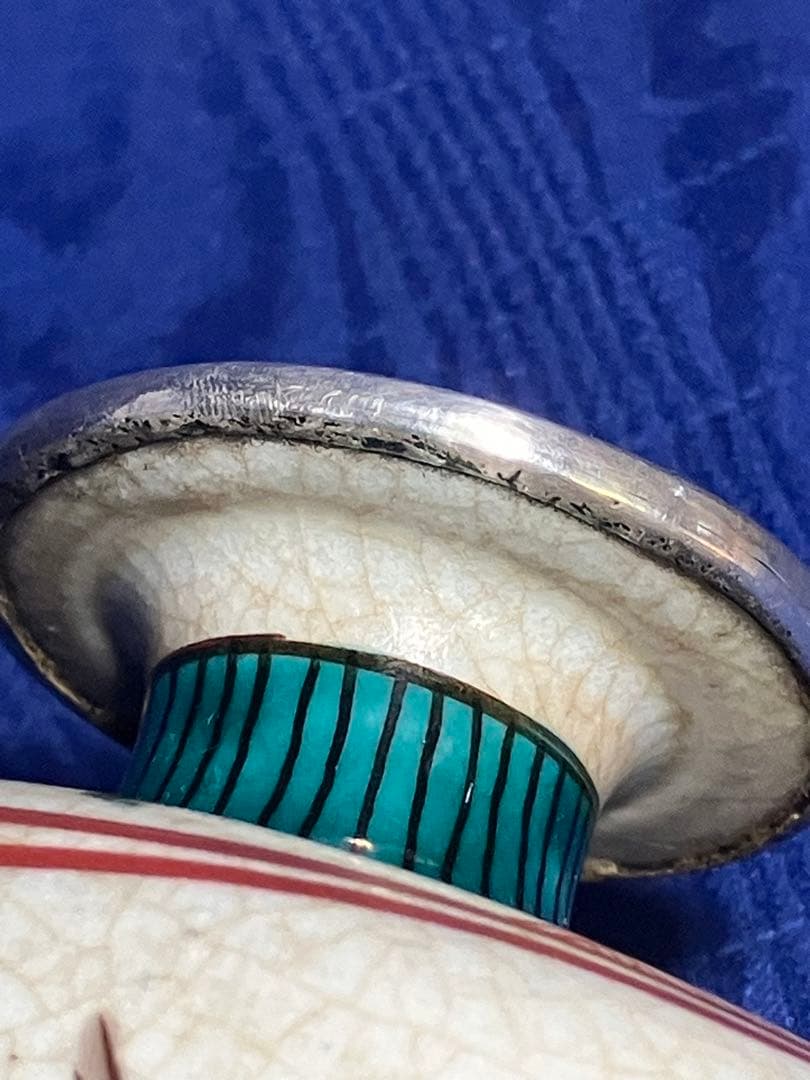 九谷焼　色絵花瓶　角福　花鳥図角型花瓶　銀修理品　レア　骨董品