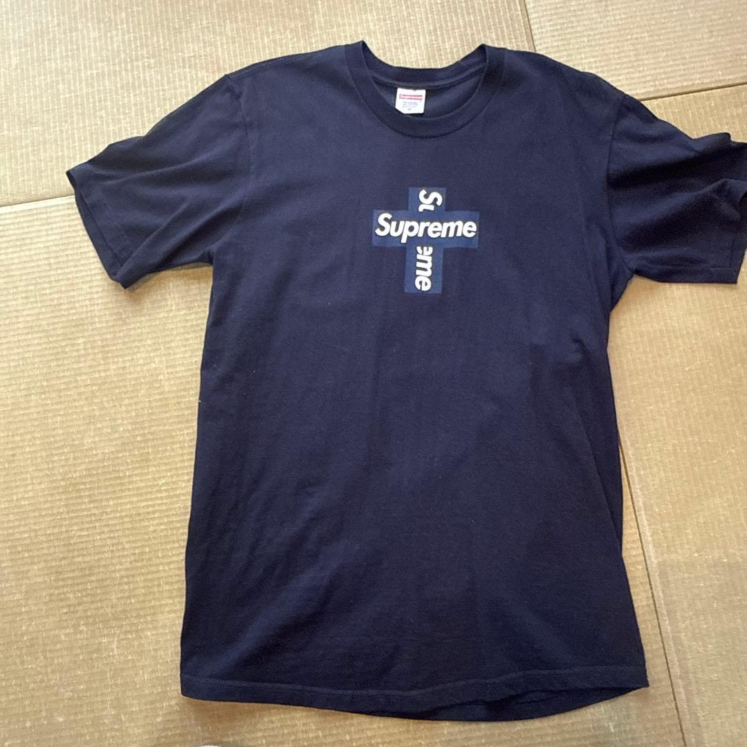 Supreme クロスデザイン Tシャツ M ネイビー