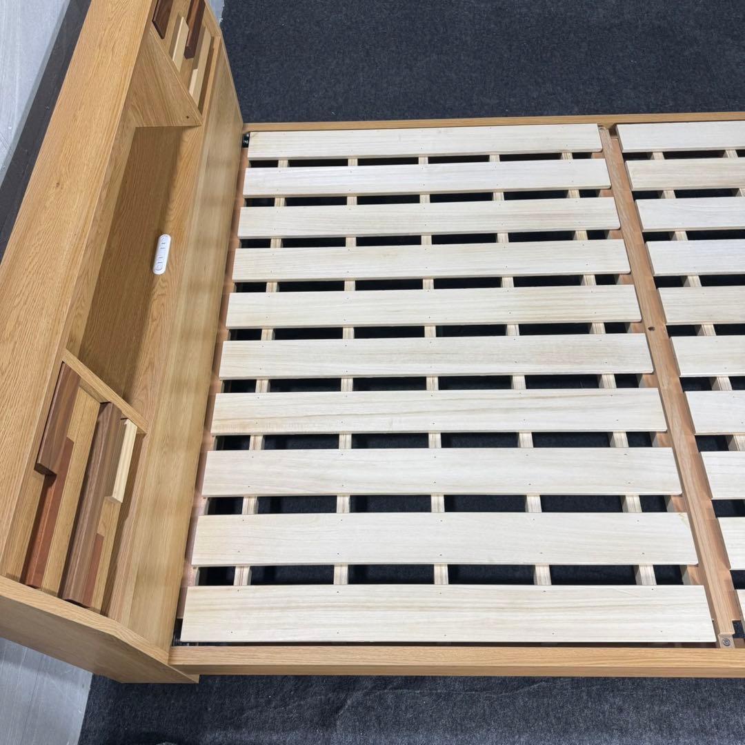 モーブル ベッドフレーム ダブルサイズ モズ 収納扉 コンセント d5171