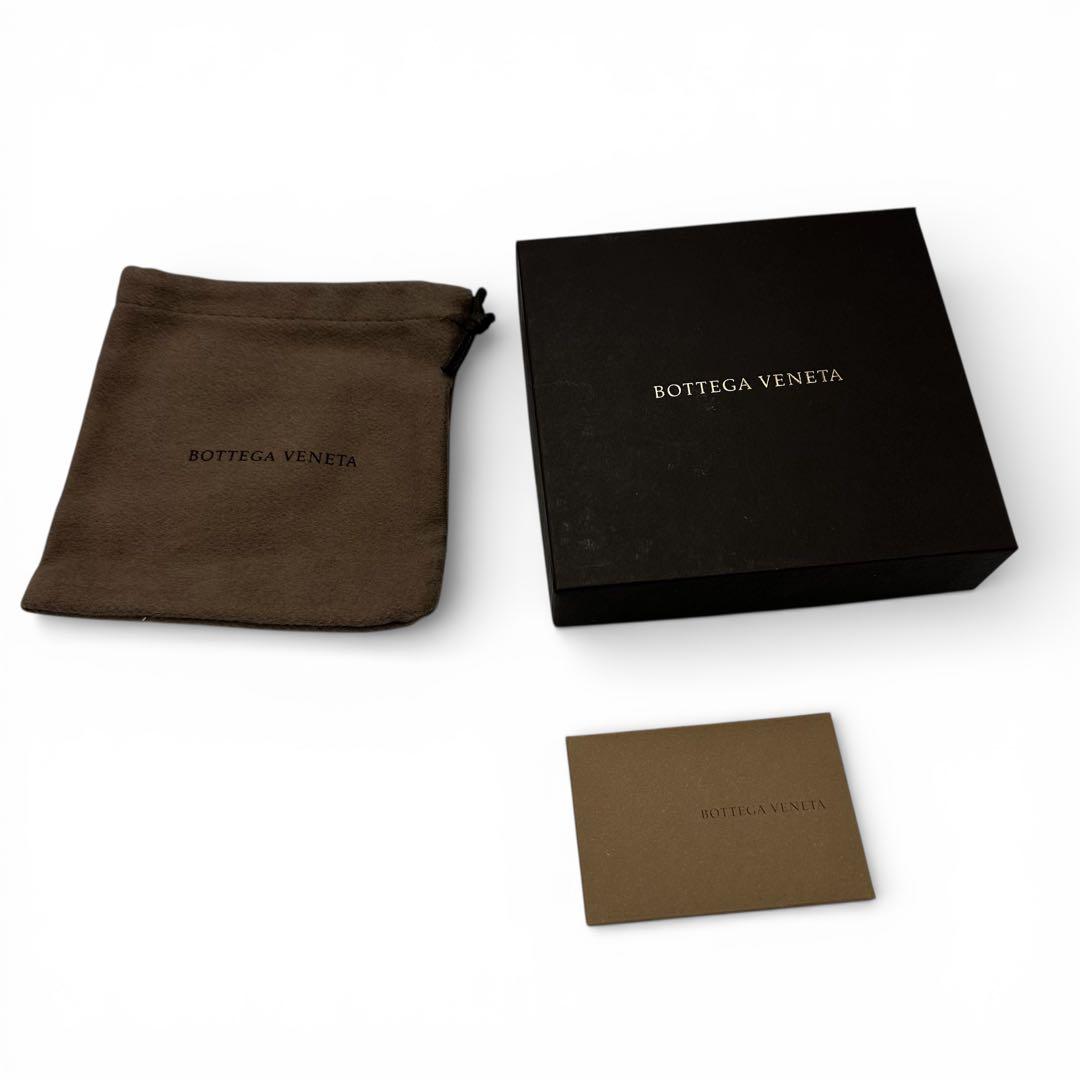箱保存袋付き ボッテガヴェネタ 2つ折り財布 イントレチャート 青 ブルーレザー