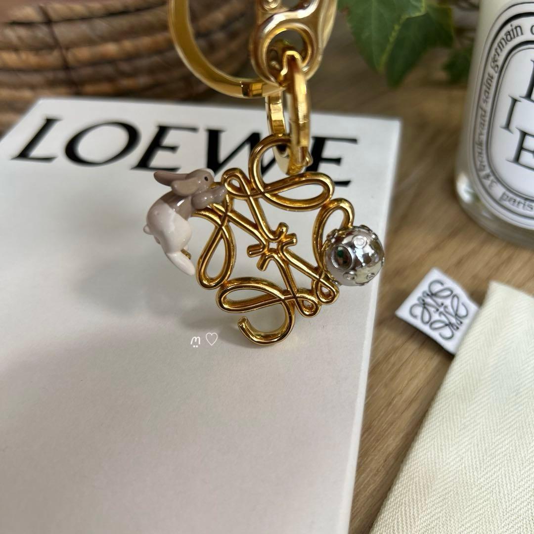 LOEWEロエベ　スナフジタ　うさぎアナグラムチャーム　キーリングホルダー　限定