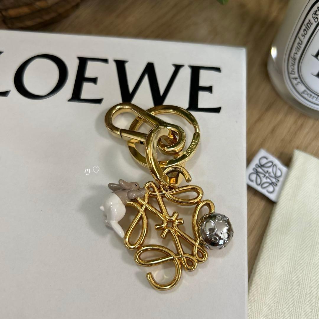 LOEWEロエベ　スナフジタ　うさぎアナグラムチャーム　キーリングホルダー　限定