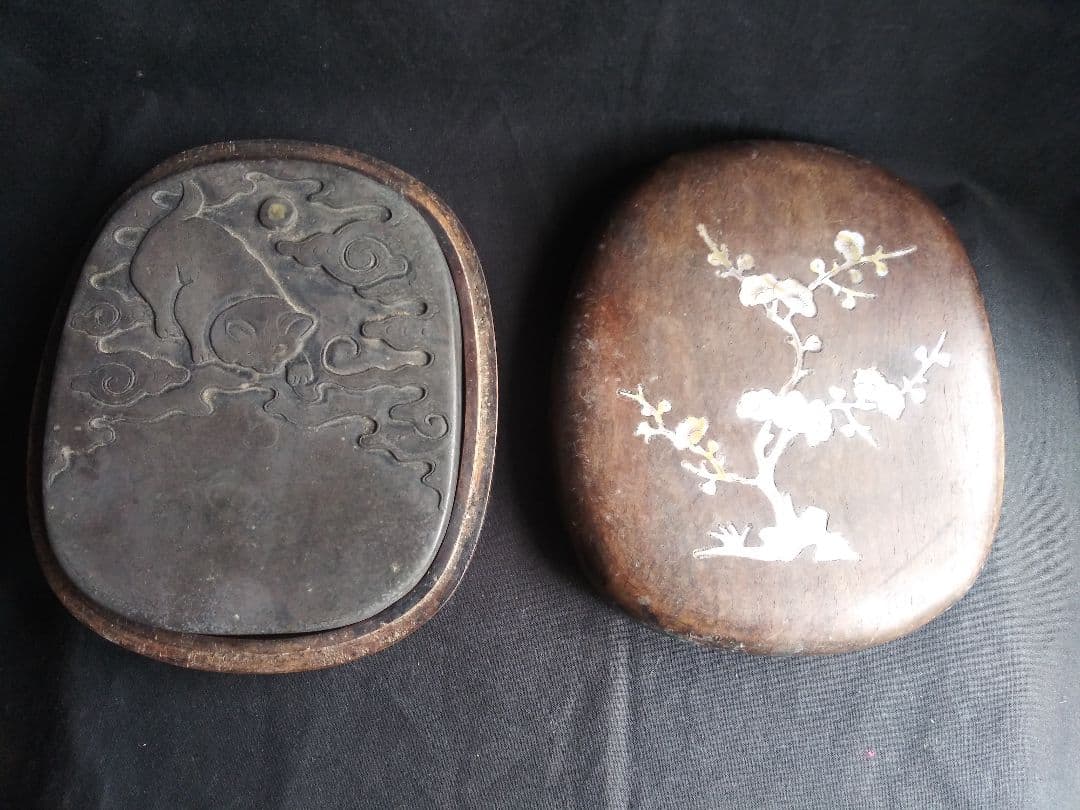 古硯(中型)　清代随形硯　書道　アンティーク　NO.660