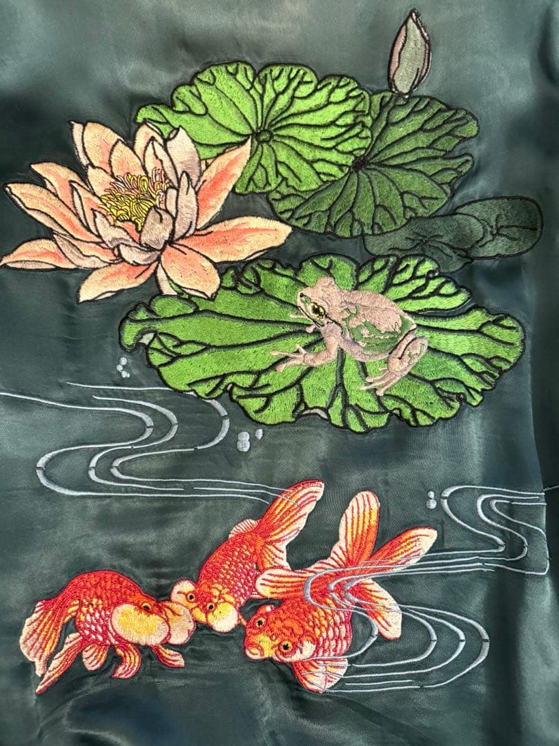 花旅楽団　刺繍　リバーシブル　スカジャン　月に兎　蓮に金魚　Lサイズ