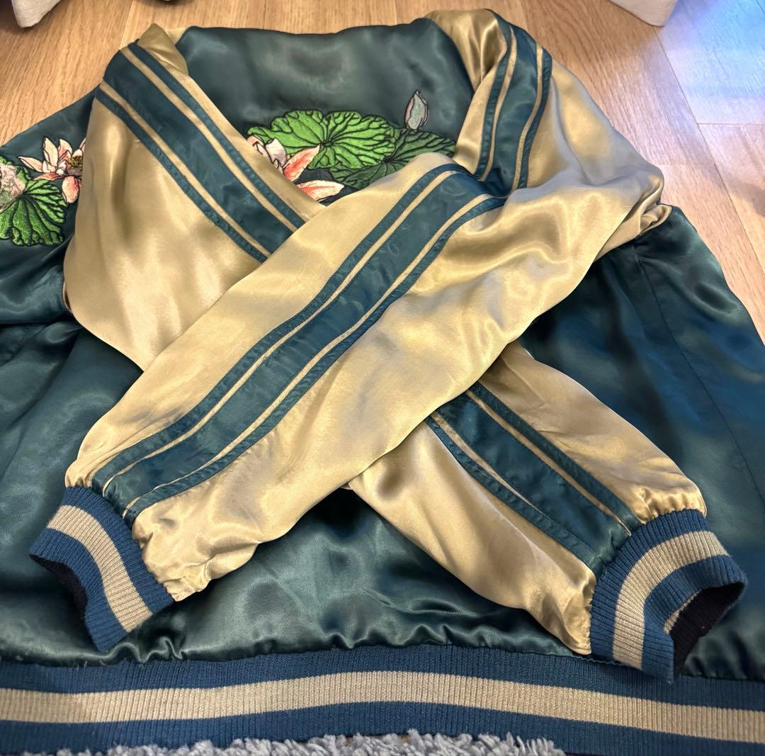 花旅楽団　刺繍　リバーシブル　スカジャン　月に兎　蓮に金魚　Lサイズ