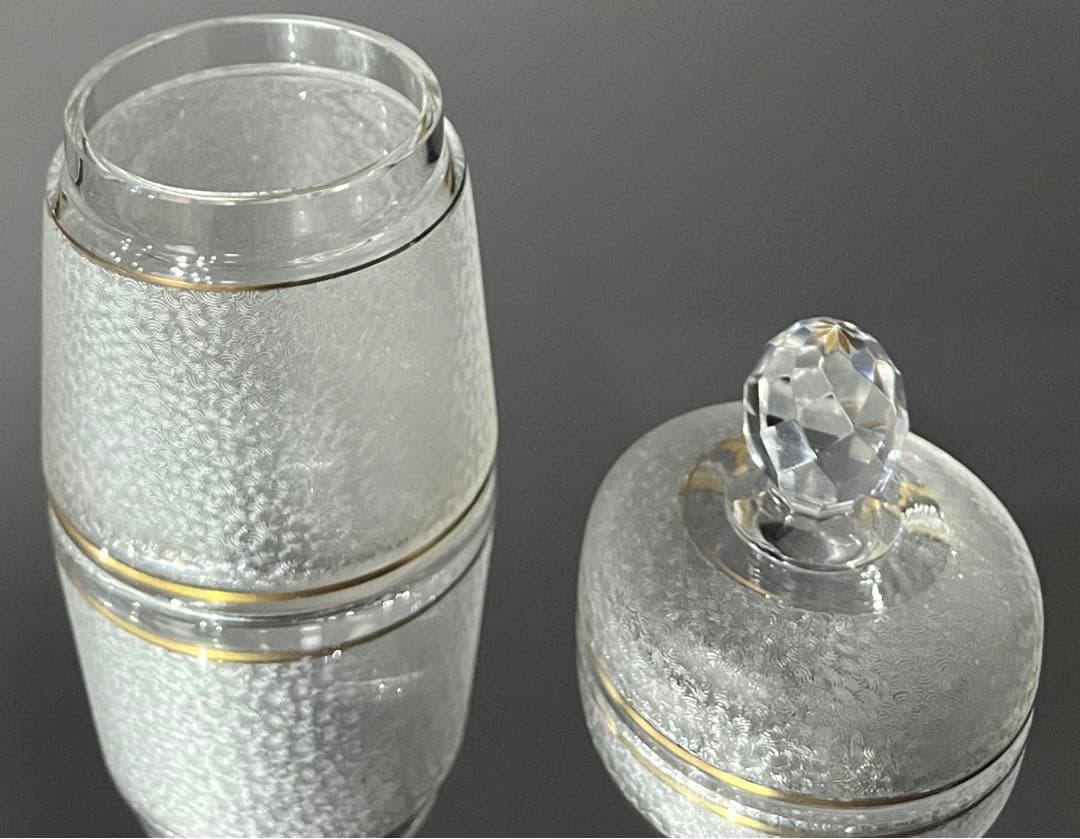 SAINT LOUISサンルイ/※金彩青海波紋 台形蓋物　茶懐石道具　春海商店