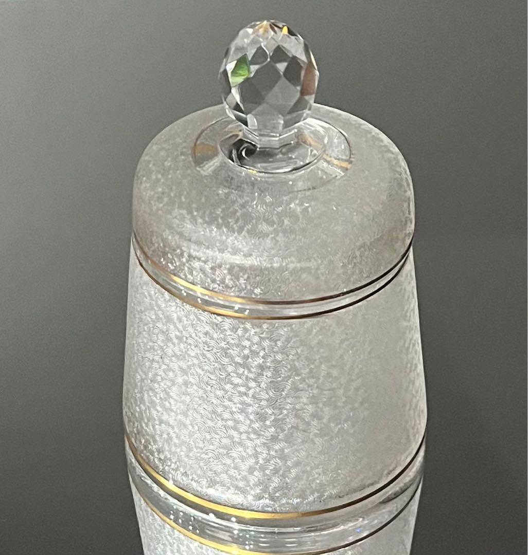 SAINT LOUISサンルイ/※金彩青海波紋 台形蓋物　茶懐石道具　春海商店