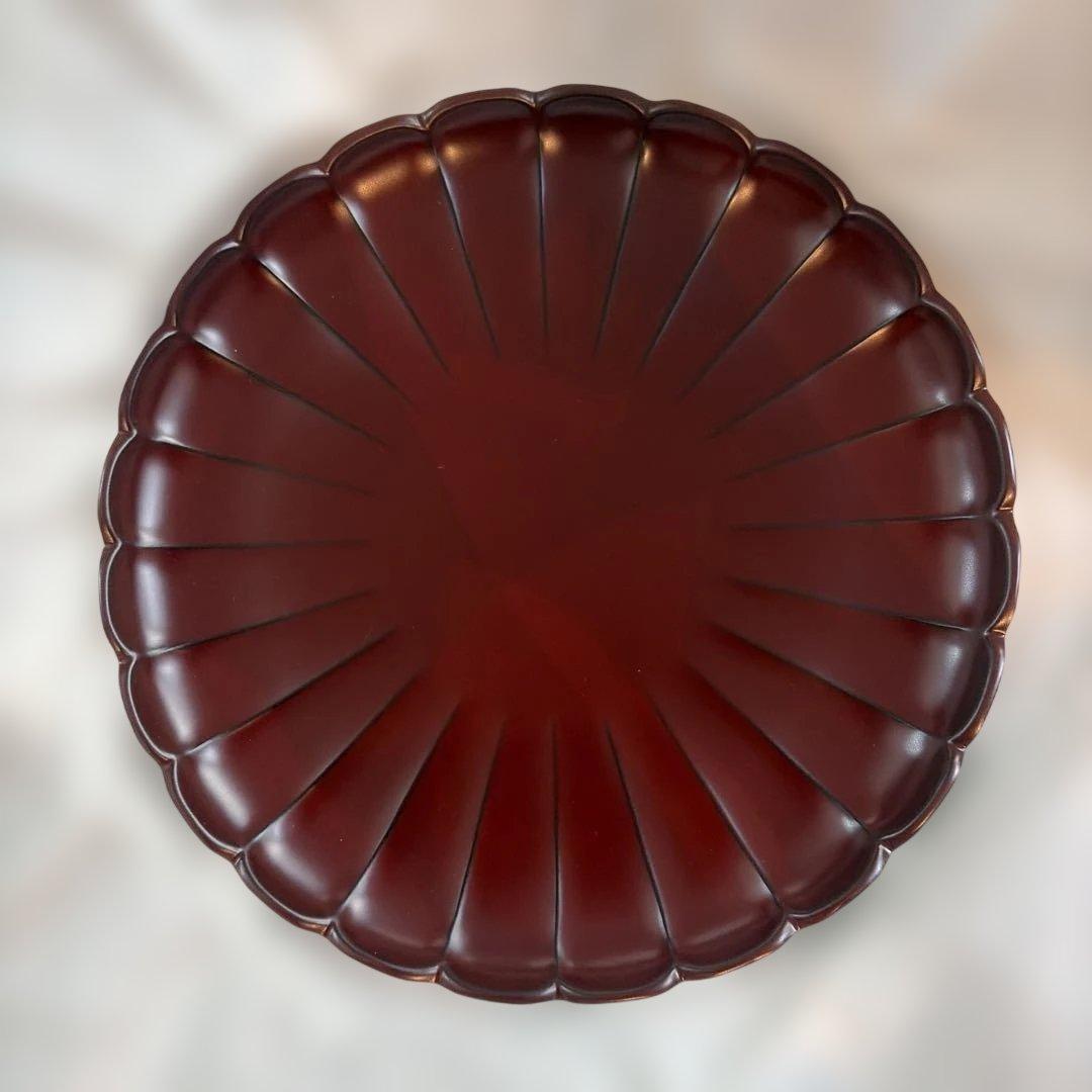 山田平安堂　赤い　菊皿