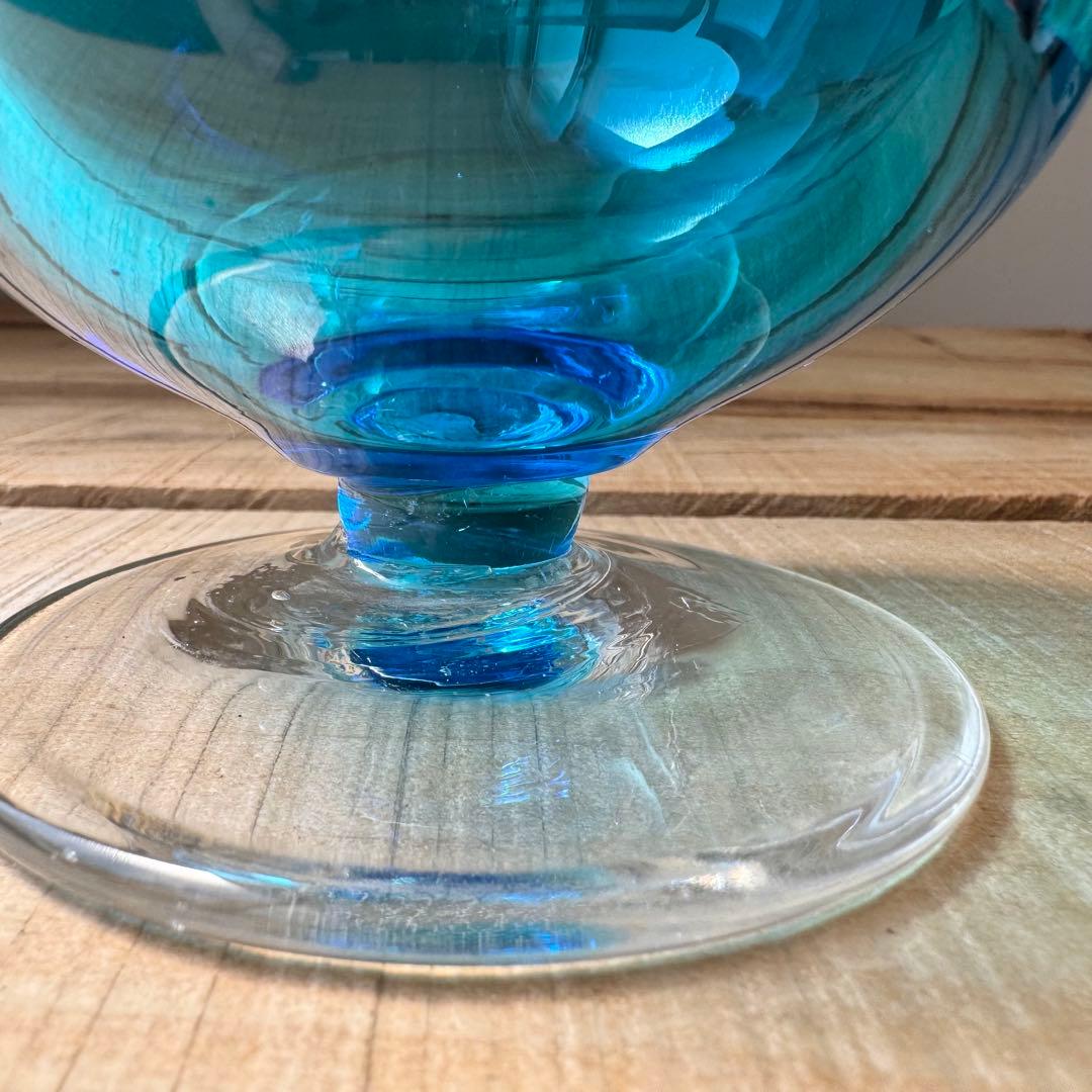 当時物　ブランデー型灰皿　ライトブルー　アッシュトレイ　アンティーク