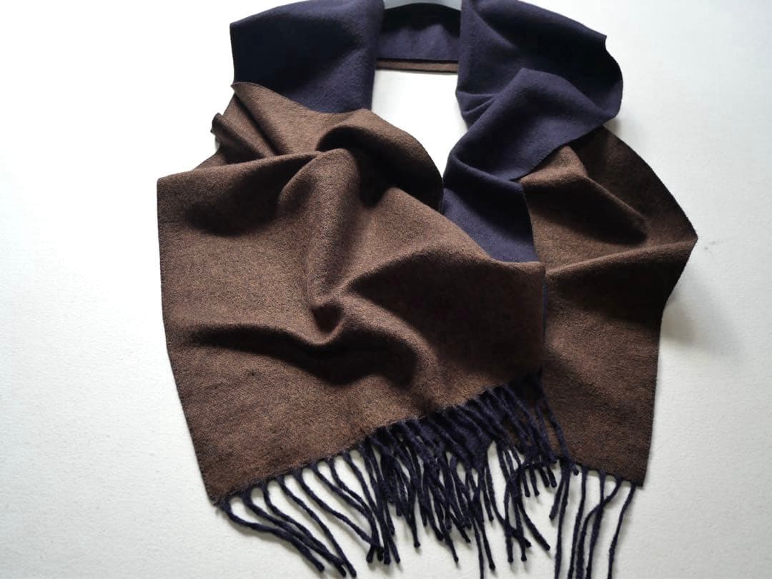 PIACENZA ピアチェンツァ シルクカシミアダブルフェイスマフラー ネイビー