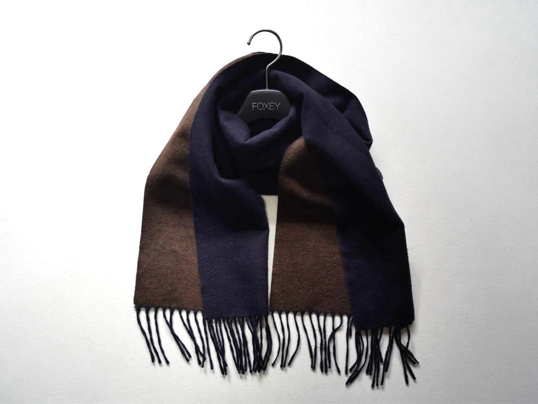 PIACENZA ピアチェンツァ シルクカシミアダブルフェイスマフラー ネイビー