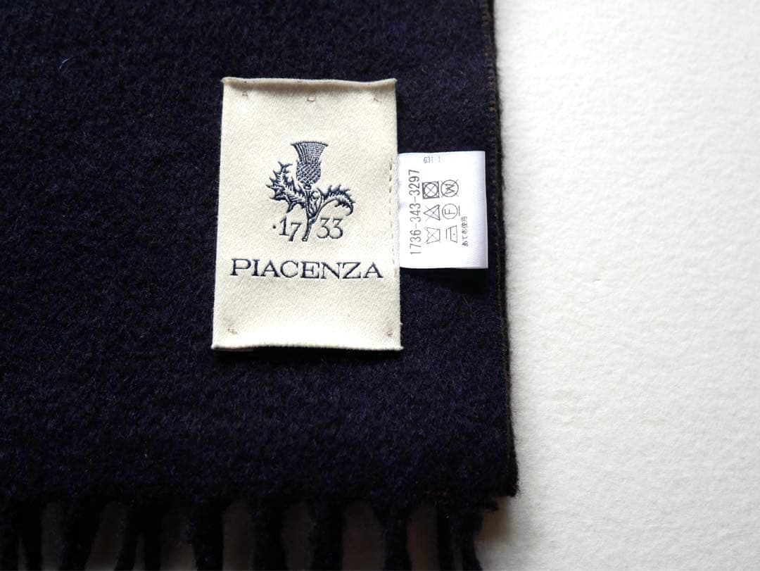 PIACENZA ピアチェンツァ シルクカシミアダブルフェイスマフラー ネイビー