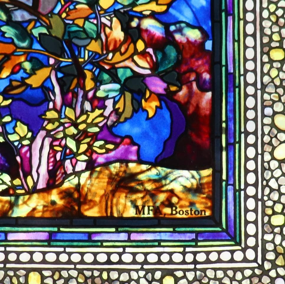 ジョン・ラファージ ヴィンテージステンドグラス 風に吹かれる牡丹グラスマスターズ