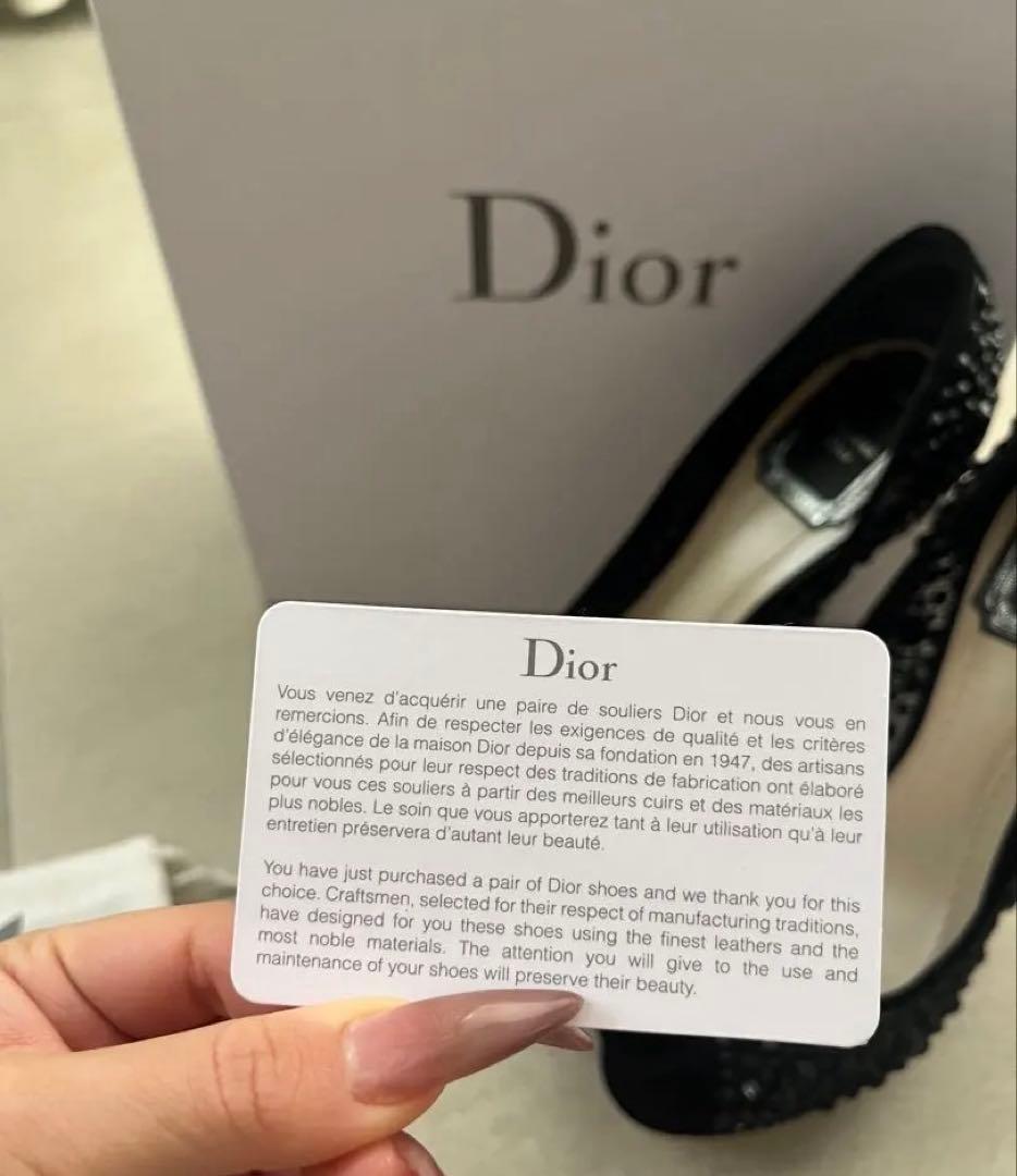 【極美品】Dior ビーズ刺繍 メッシュパンプス 35.5 黒