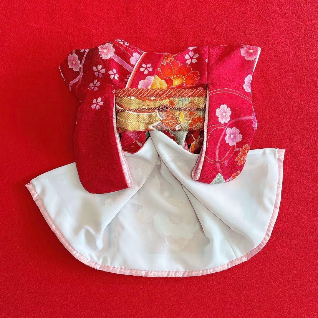 即納✨犬の着物 犬用大振袖 S 大振袖 犬服 赤系 お引き摺り