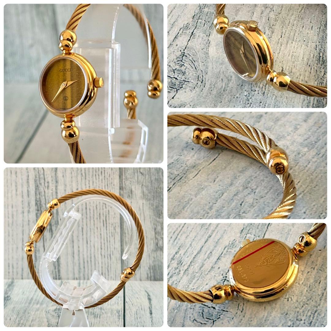 【電池交換済】GUCCI グッチ 2047L 腕時計 ブラウン調 ゴールド