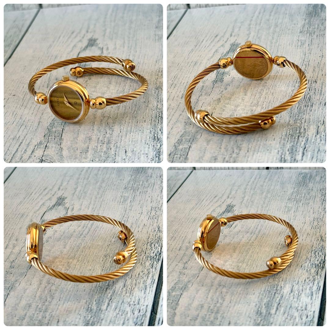 【電池交換済】GUCCI グッチ 2047L 腕時計 ブラウン調 ゴールド