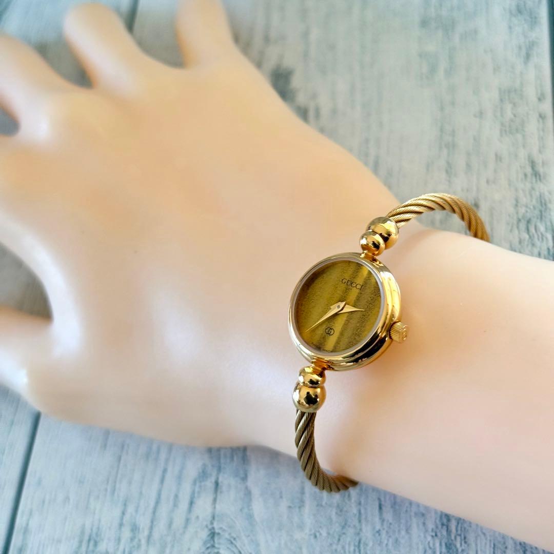 【電池交換済】GUCCI グッチ 2047L 腕時計 ブラウン調 ゴールド