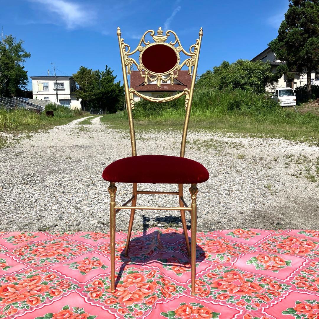 アンティーク クイーンの椅子 金の椅子 シンプル インテリア 装飾 希少