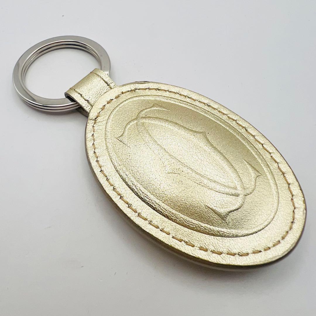 超美品　カルティエ　レザー　キーホルダー　キーリング　バッグチャーム