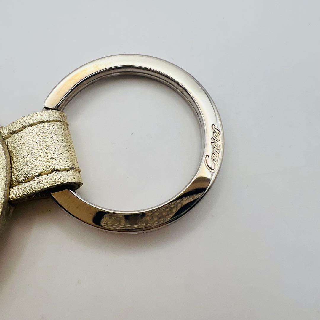 超美品　カルティエ　レザー　キーホルダー　キーリング　バッグチャーム