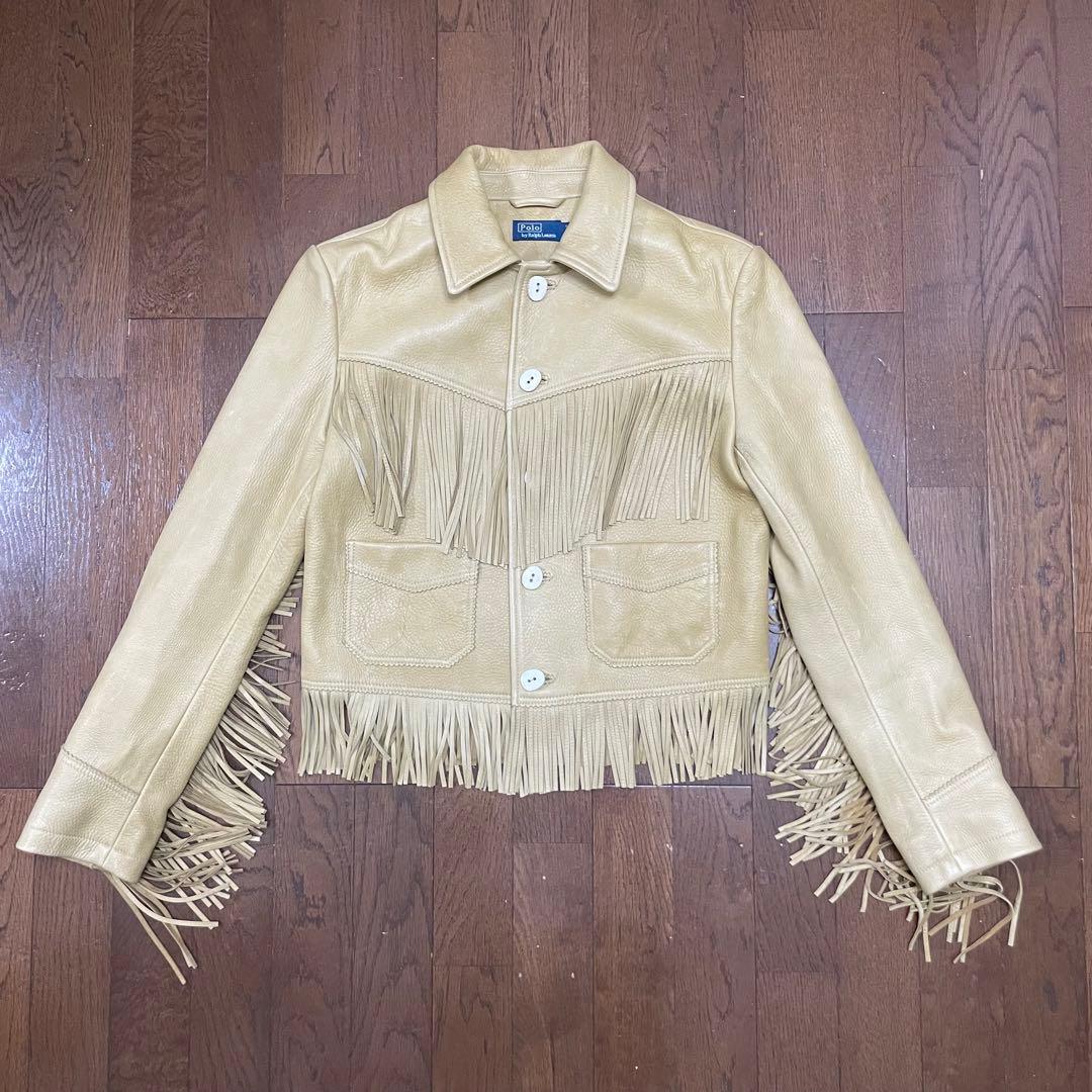 24SS ラルフローレン ディアスキン フリンジ ショートレザージャケット S