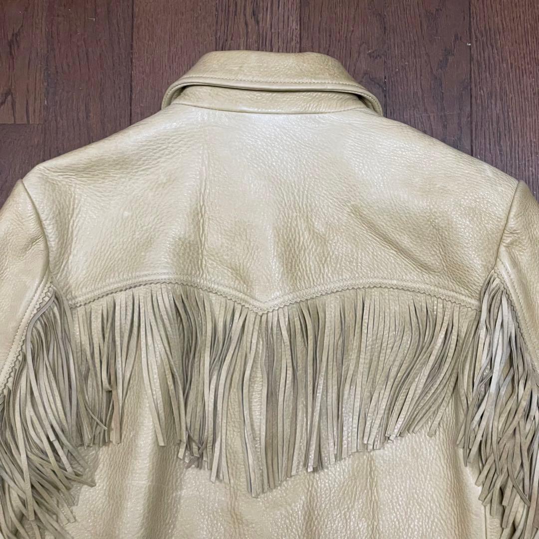 24SS ラルフローレン ディアスキン フリンジ ショートレザージャケット S