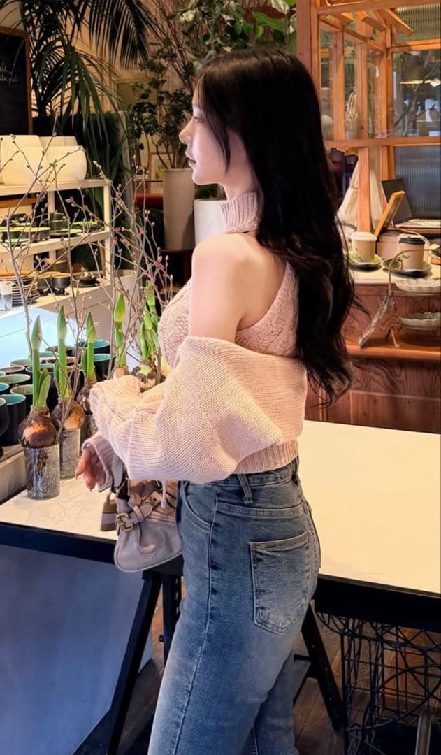 【新品】YILON LAYERED KNIT ENSEMBLE ピンク